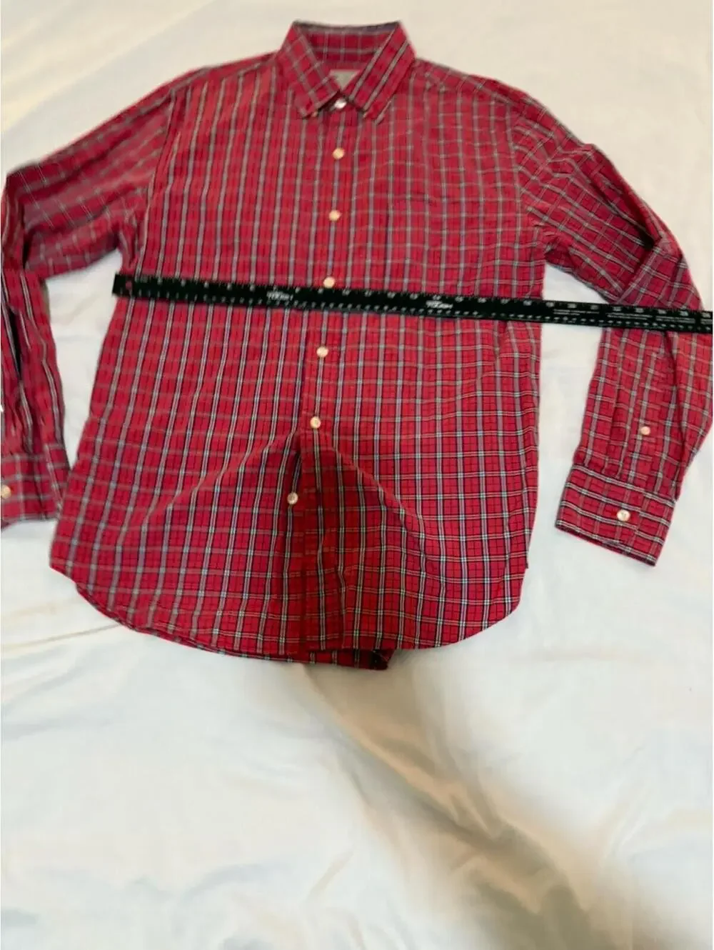 J Crew Shirt Mens Medium Red Gray Plaid Classic Casual Preppy Button Down 165